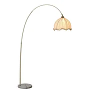 Kimala Modern Arc Floor Lamp - Black Metal Base with Fabric Shade